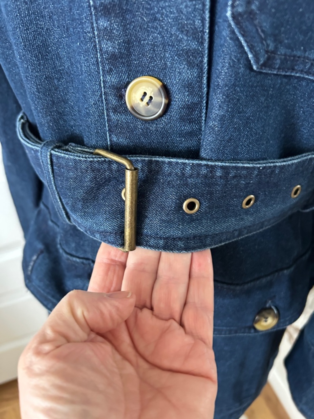 Bagatelle Dark Blue Denim Belted Jacket - Picture 6 of 11